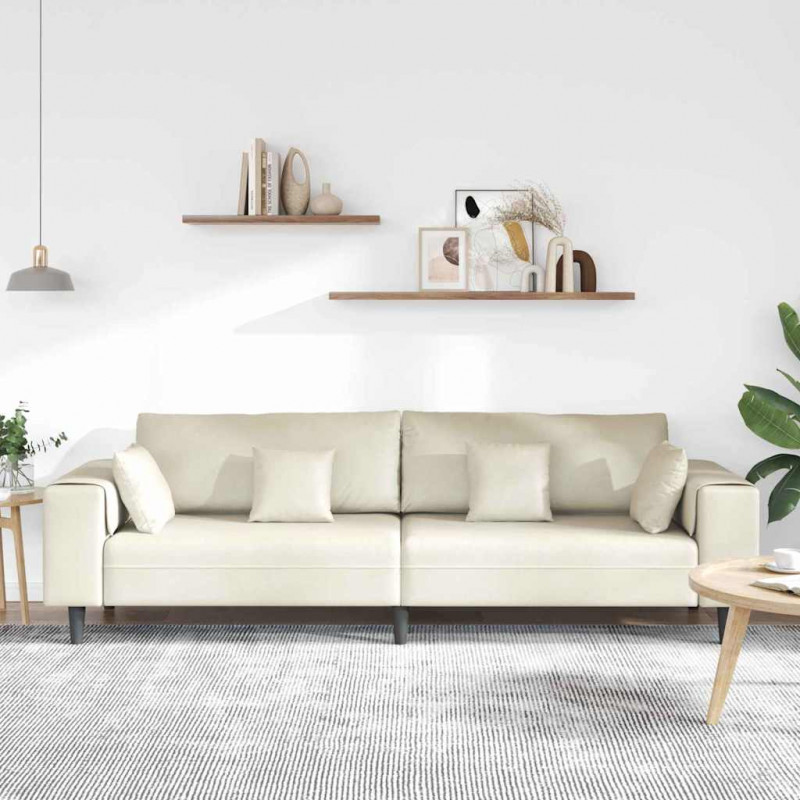 Sofa z poduszką Kremowy 250 x 77 x 76 cm Aksamit