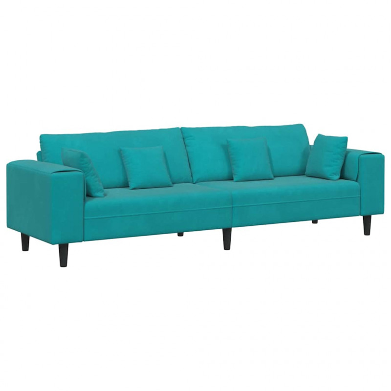 Sofa z poduszką Turkusowy 250 x 77 x 76 cm Aksamit