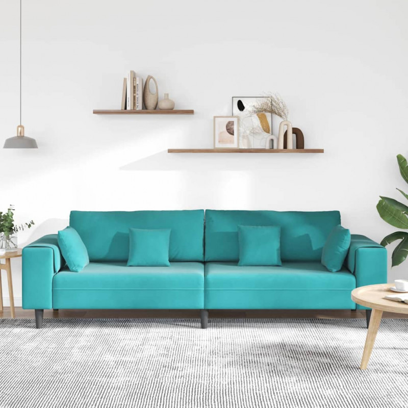 Sofa z poduszką Turkusowy 250 x 77 x 76 cm Aksamit