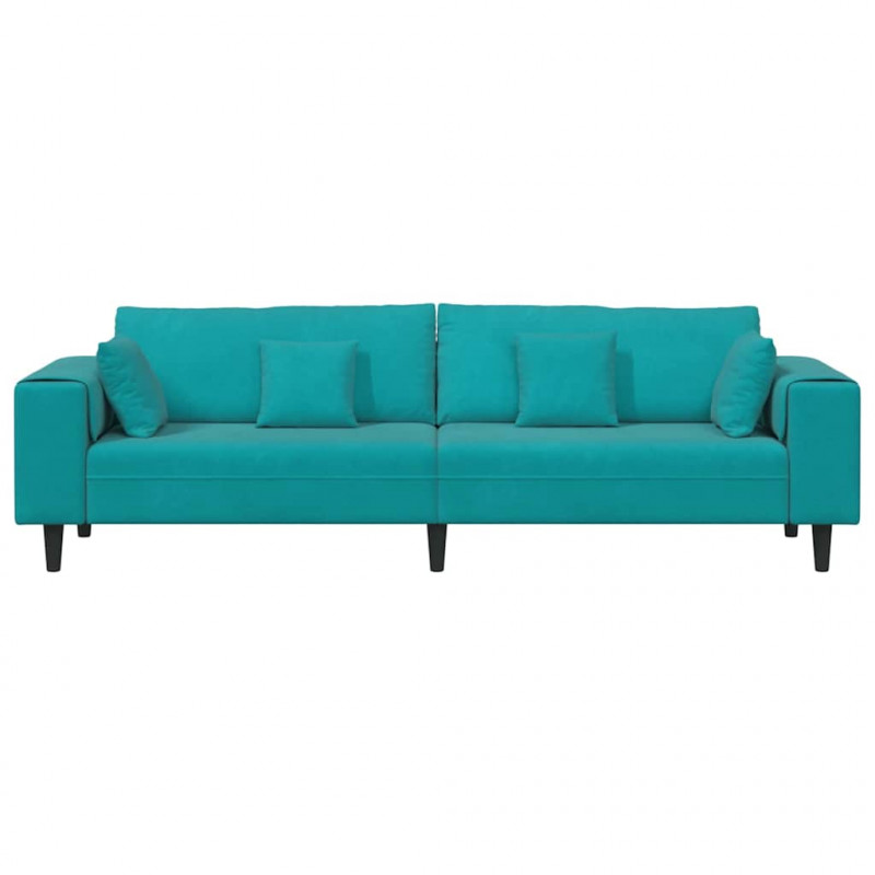 Sofa z poduszką Turkusowy 250 x 77 x 76 cm Aksamit