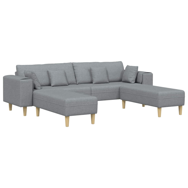 Sofa z poduszką 3 pcs Jasnoszary tkanina
