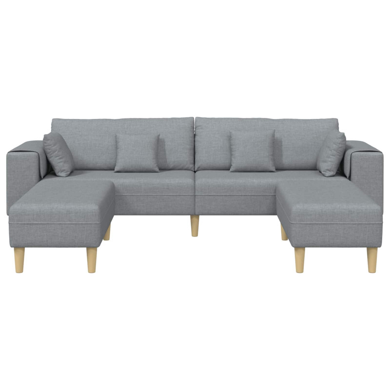 Sofa z poduszką 3 pcs Jasnoszary tkanina