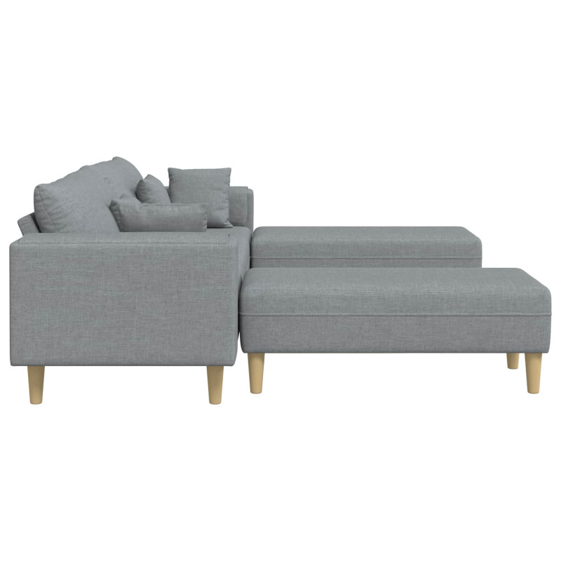 Sofa z poduszką 3 pcs Jasnoszary tkanina
