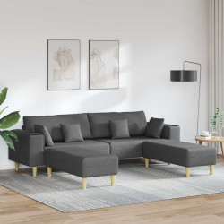 Sofa z poduszką 3 pcs Ciemnoszary tkanina