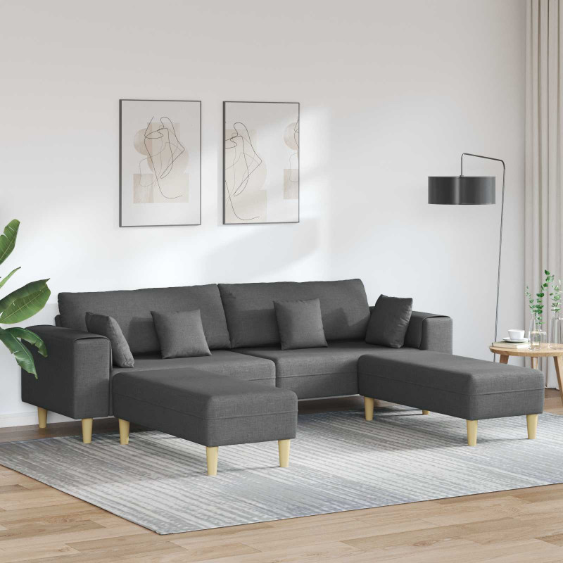 Sofa z poduszką 3 pcs Ciemnoszary tkanina