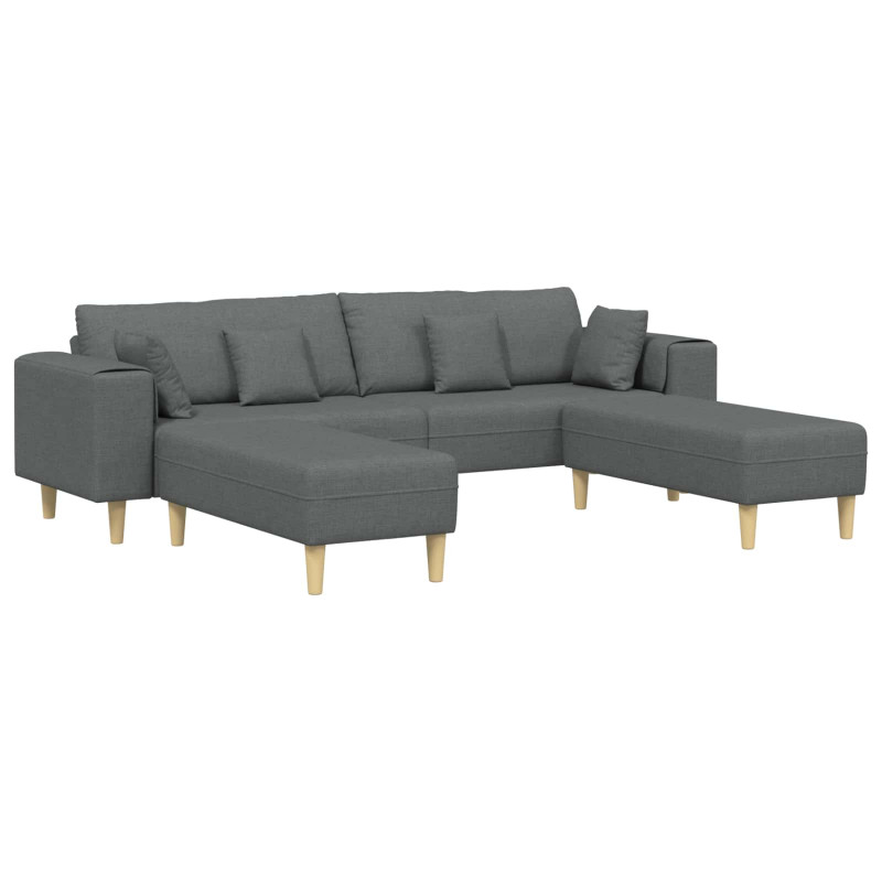 Sofa z poduszką 3 pcs Ciemnoszary tkanina