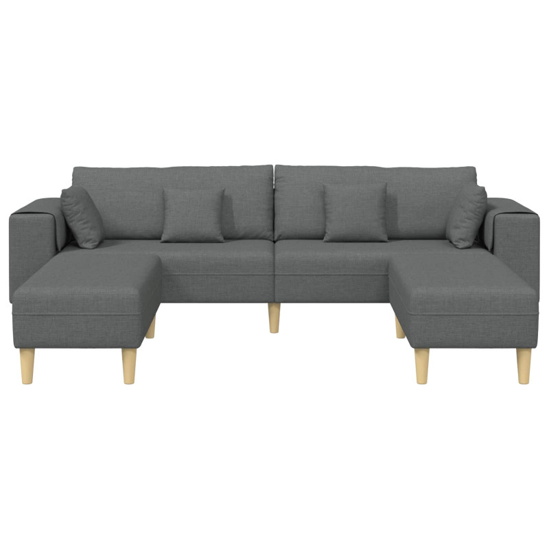 Sofa z poduszką 3 pcs Ciemnoszary tkanina