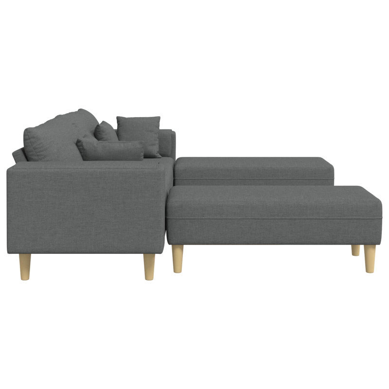 Sofa z poduszką 3 pcs Ciemnoszary tkanina