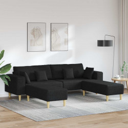 Sofa z poduszką 3 pcs Czarny tkanina