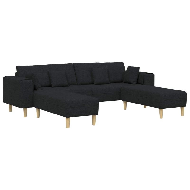 Sofa z poduszką 3 pcs Czarny tkanina