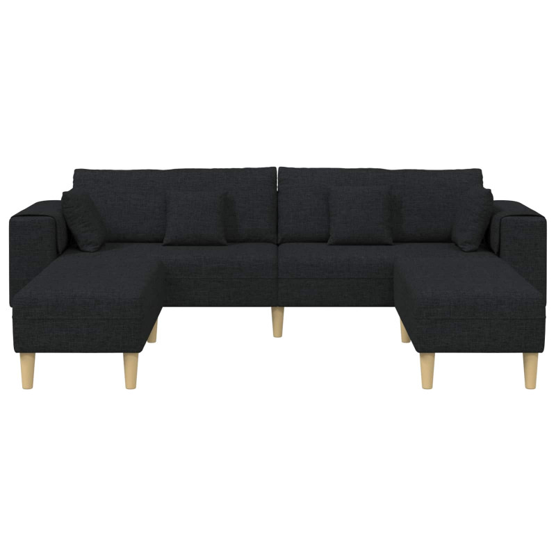 Sofa z poduszką 3 pcs Czarny tkanina