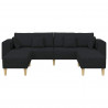 Sofa z poduszką 3 pcs Czarny tkanina