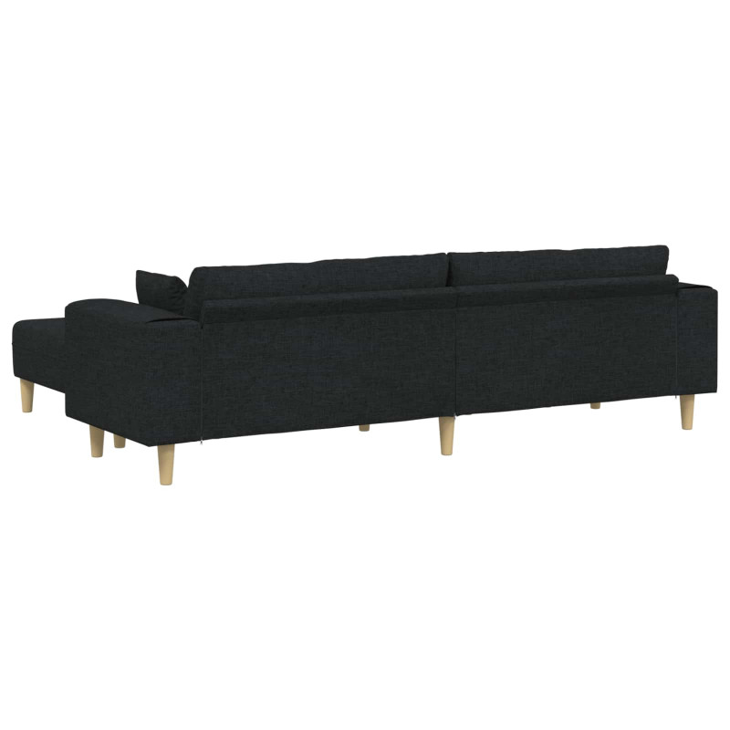 Sofa z poduszką 3 pcs Czarny tkanina
