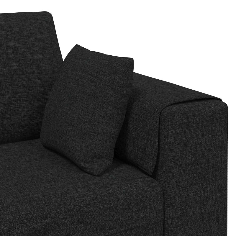 Sofa z poduszką 3 pcs Czarny tkanina