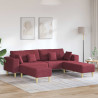 Sofa z poduszką 3 pcs Czerwone wino tkanina