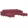 Sofa z poduszką 3 pcs Czerwone wino tkanina