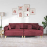 Sofa z poduszką 3 pcs Czerwone wino tkanina
