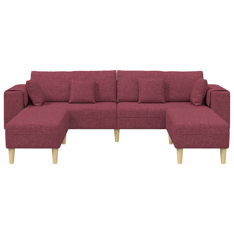 Sofa z poduszką 3 pcs Czerwone wino tkanina