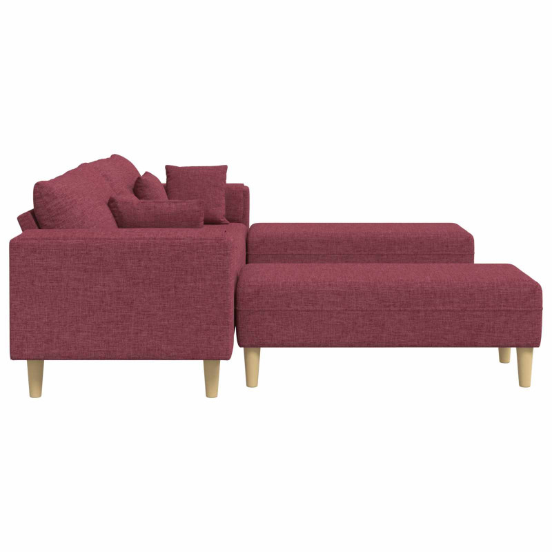 Sofa z poduszką 3 pcs Czerwone wino tkanina