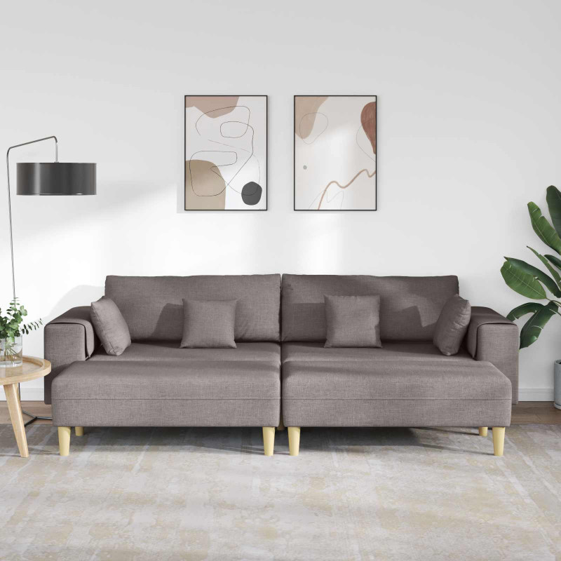 Sofa z poduszką 3 pcs Ciemnoszary tkanina