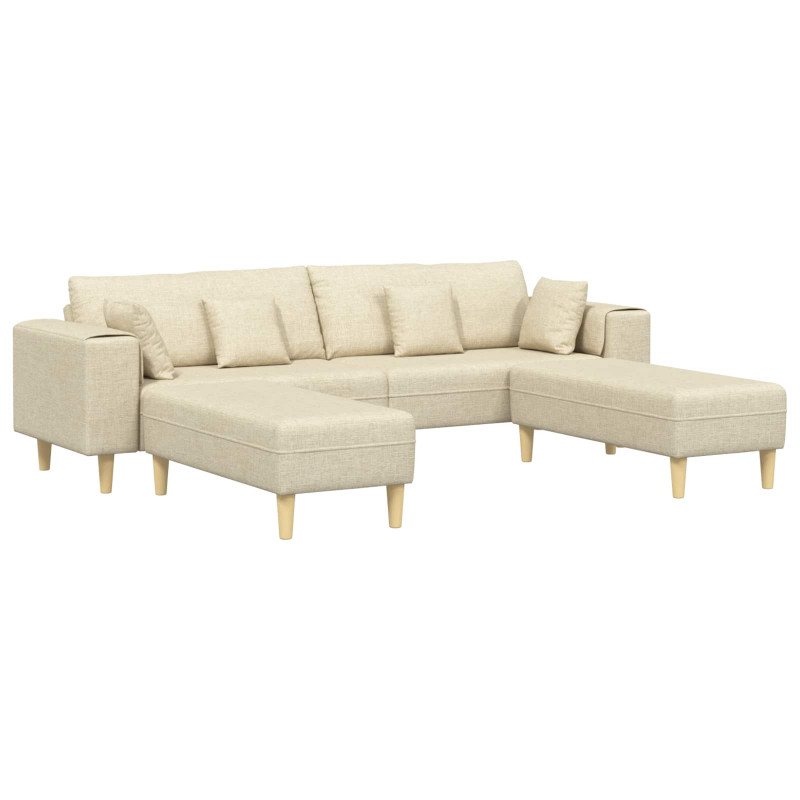 Sofa z poduszką 3 pcs Kremowy tkanina