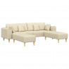 Sofa z poduszką 3 pcs Kremowy tkanina