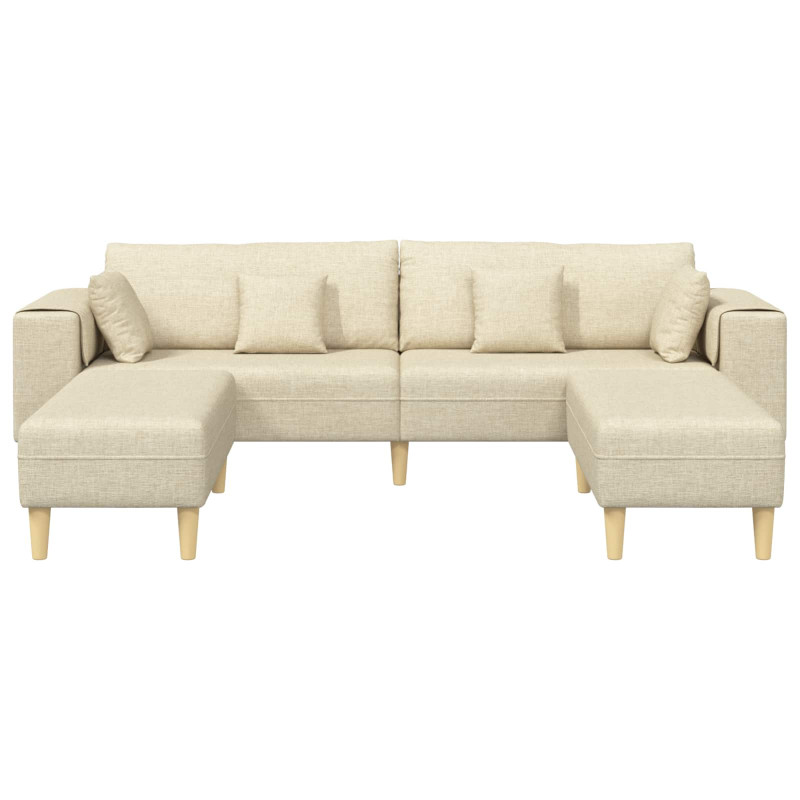 Sofa z poduszką 3 pcs Kremowy tkanina
