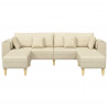 Sofa z poduszką 3 pcs Kremowy tkanina