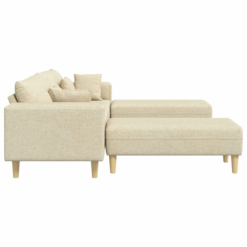 Sofa z poduszką 3 pcs Kremowy tkanina