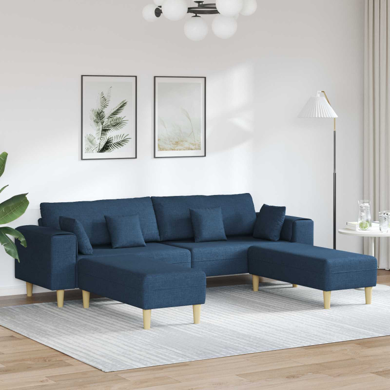 Sofa z poduszką 3 pcs Niebieski tkanina