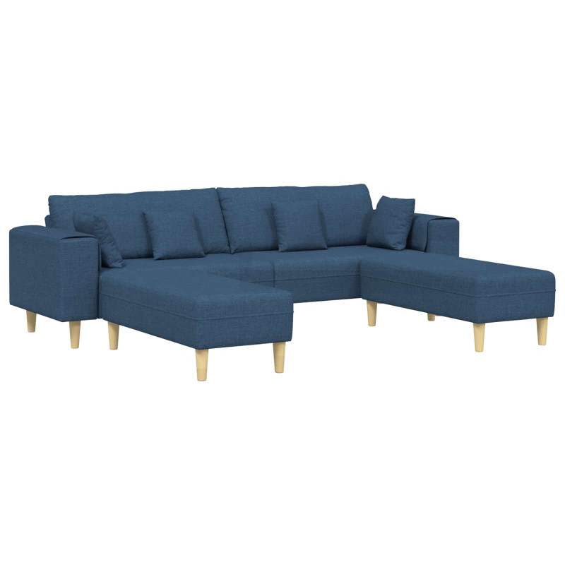 Sofa z poduszką 3 pcs Niebieski tkanina
