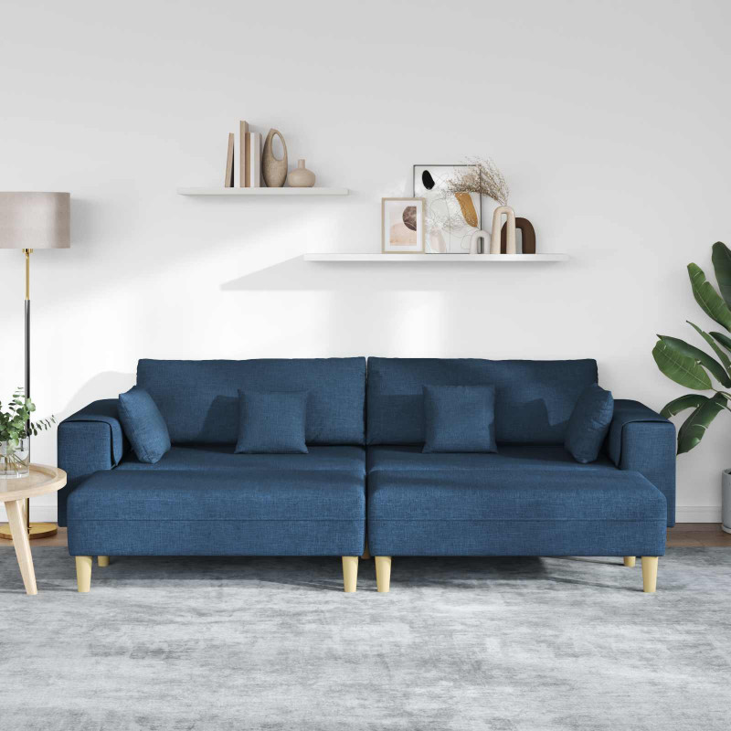 Sofa z poduszką 3 pcs Niebieski tkanina
