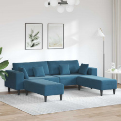 Sofa z poduszką 3 pcs Niebieski Aksamit
