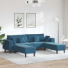 Sofa z poduszką 3 pcs Niebieski Aksamit