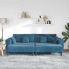 Sofa z poduszką 3 pcs Niebieski Aksamit