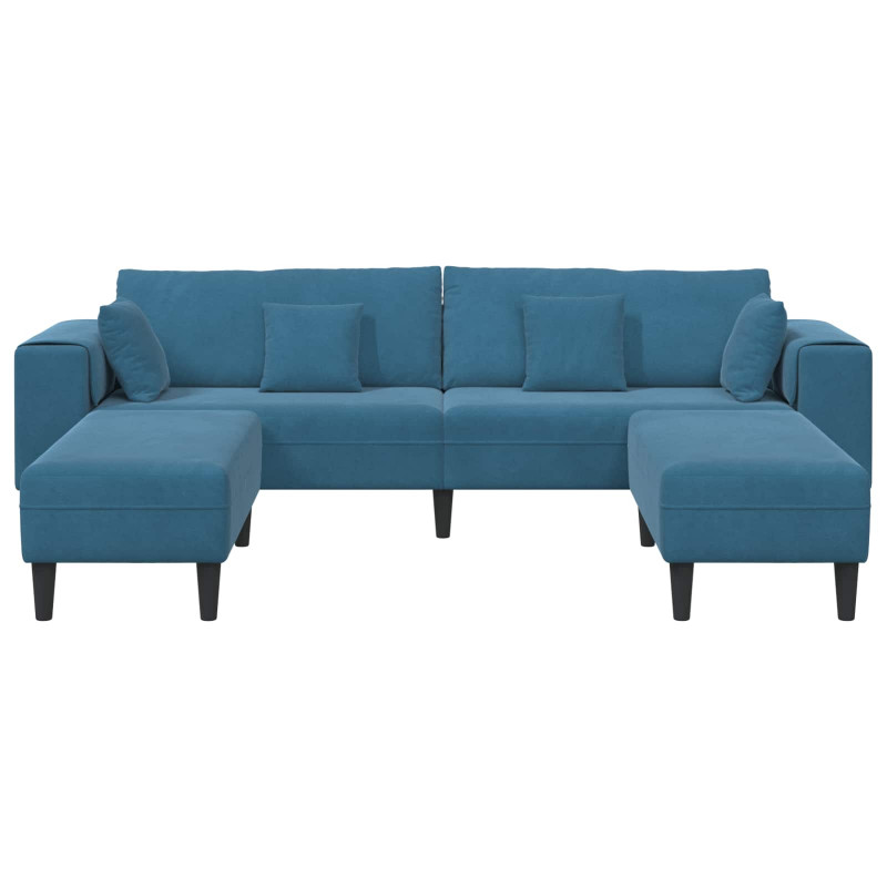 Sofa z poduszką 3 pcs Niebieski Aksamit