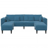 Sofa z poduszką 3 pcs Niebieski Aksamit