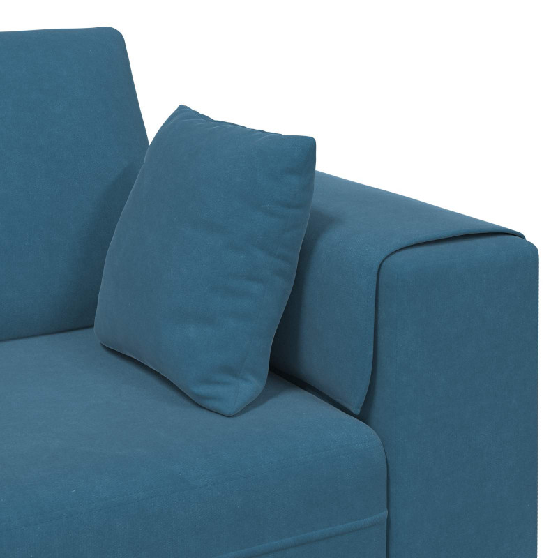 Sofa z poduszką 3 pcs Niebieski Aksamit