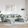 Sofa z poduszką 3 pcs Jasnoszary Aksamit