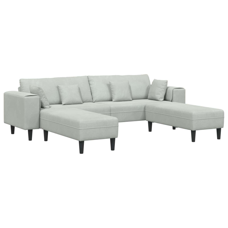 Sofa z poduszką 3 pcs Jasnoszary Aksamit