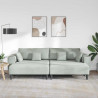 Sofa z poduszką 3 pcs Jasnoszary Aksamit