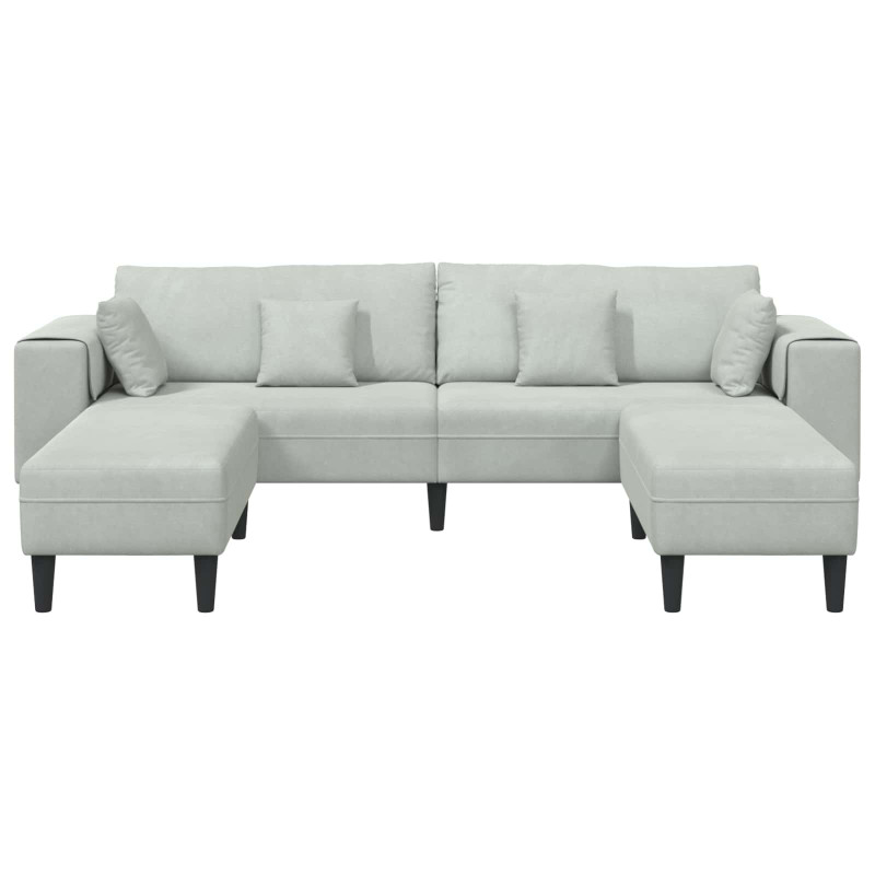 Sofa z poduszką 3 pcs Jasnoszary Aksamit