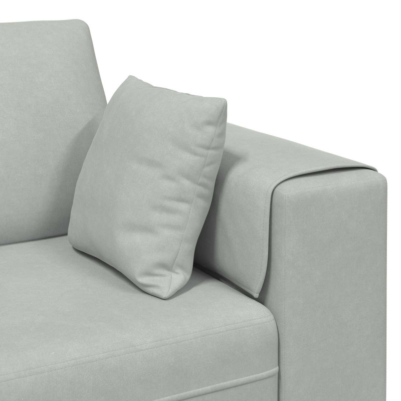 Sofa z poduszką 3 pcs Jasnoszary Aksamit