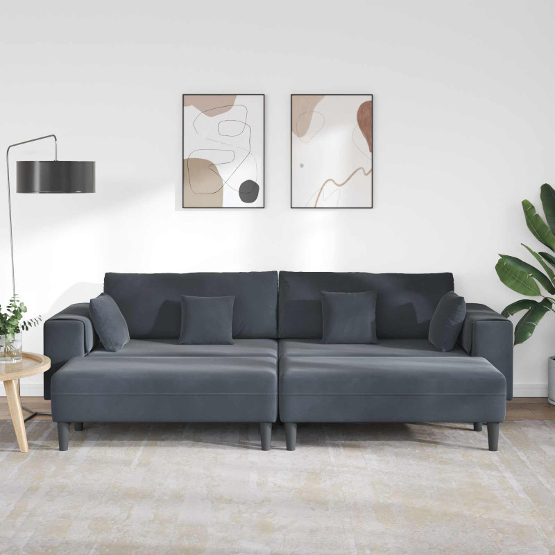 Sofa z poduszką 3 pcs Ciemnoszary Aksamit