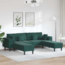 Sofa z poduszką 3 pcs Ciemna zieleń Aksamit