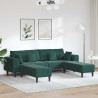 Sofa z poduszką 3 pcs Ciemna zieleń Aksamit