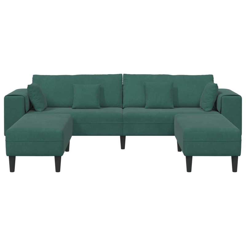Sofa z poduszką 3 pcs Ciemna zieleń Aksamit