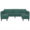 Sofa z poduszką 3 pcs Ciemna zieleń Aksamit
