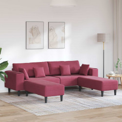 Sofa z poduszką 3 pcs Czerwone wino Aksamit