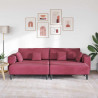 Sofa z poduszką 3 pcs Czerwone wino Aksamit